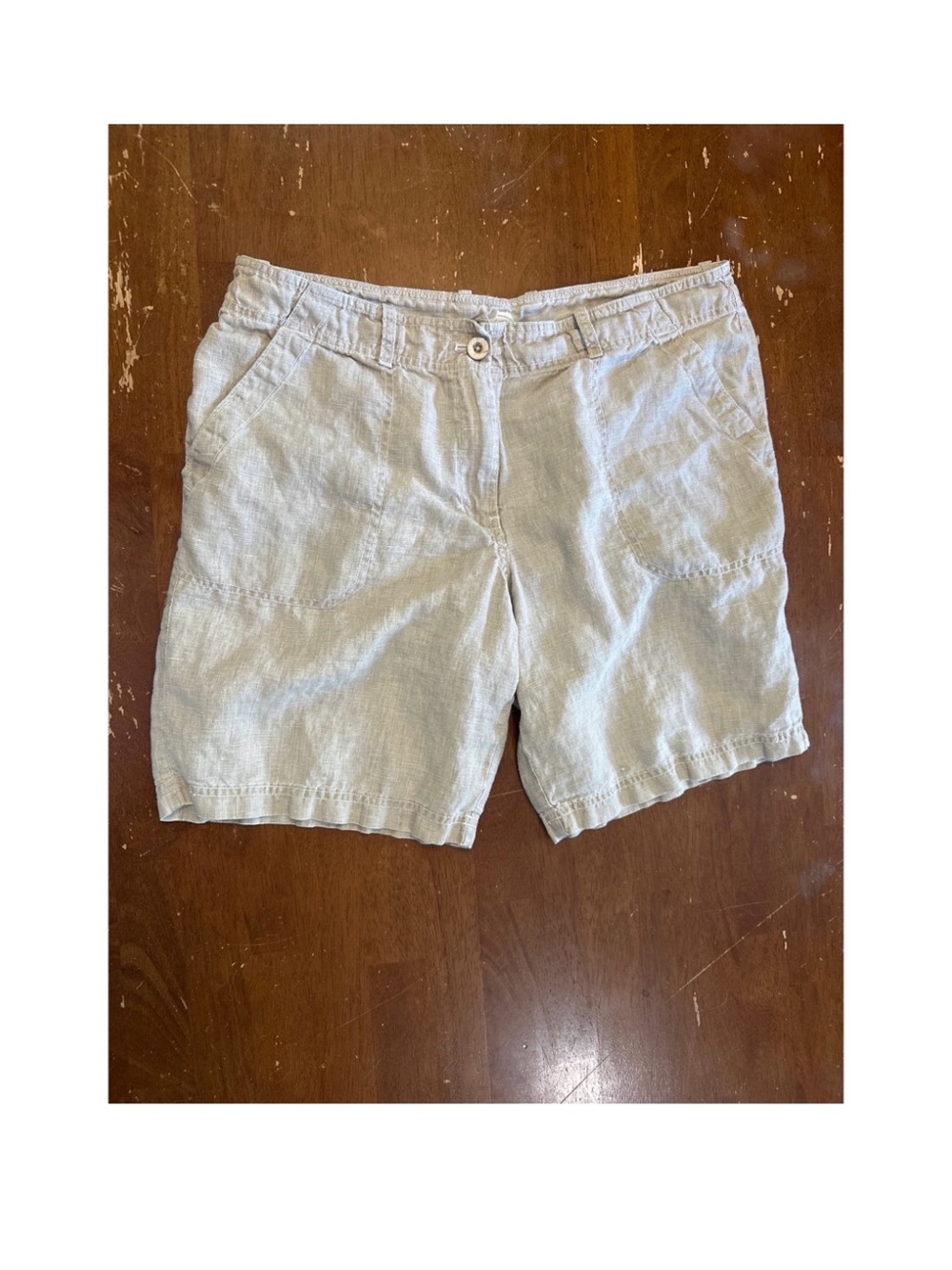 Tommy Bahama Women's Two Palms Linen Shorts in Light Beige Size 12